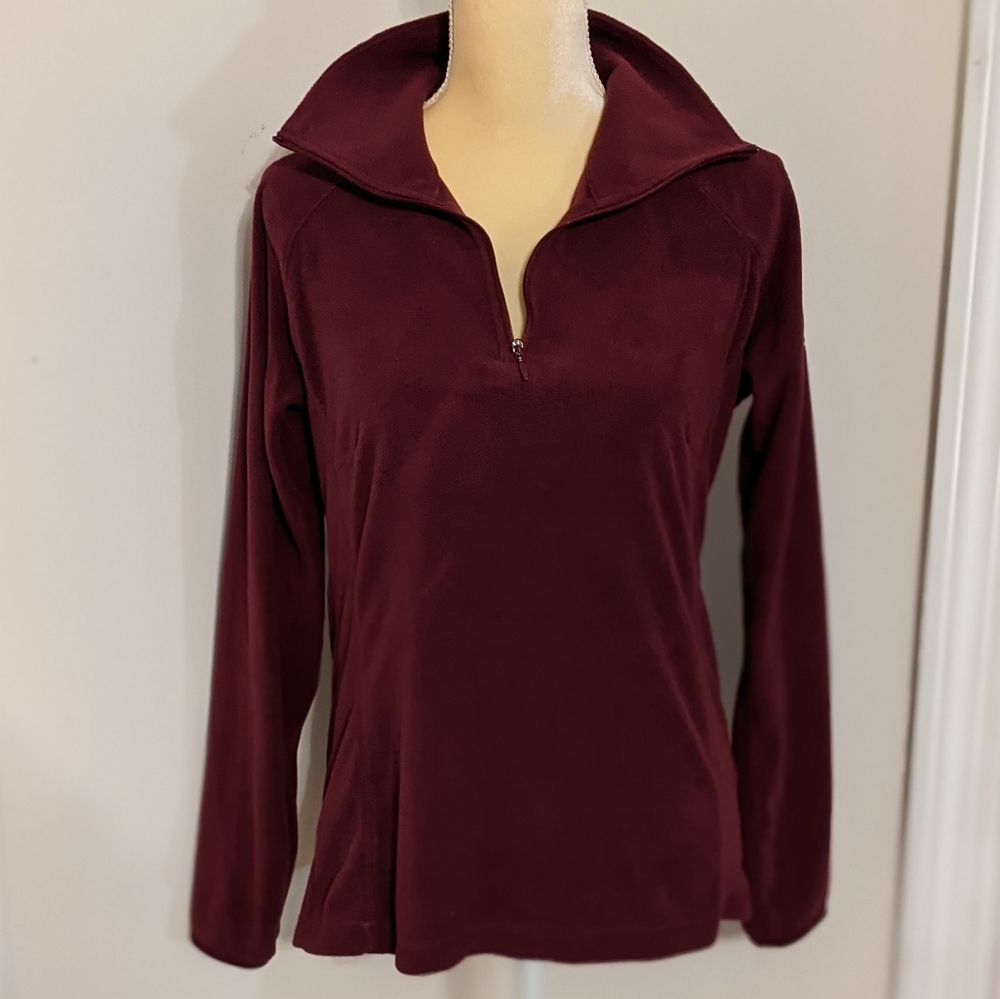 Columbia half zip fleece pullover, dark red, M